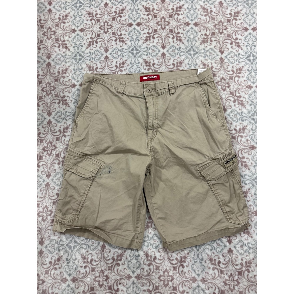 Unionbay Mens Khaki Tan Cargo Shorts Size 36 Cotton Blend Utility Casual